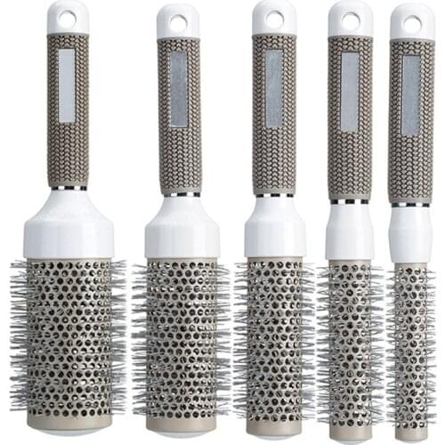 5pcs/lot Professional Hair Dressing Brushes High Temperature Resistant Ceramic Iron Round Comb Hair Styling Tool Hairbrush