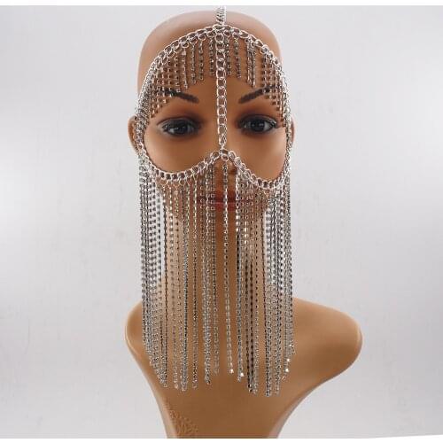 Luxury Shiny Women Fashion Rhinestones Multilayer Tassel Head Chain Crystal Hair Chain For Girl Women Hair Accessories Wholesale