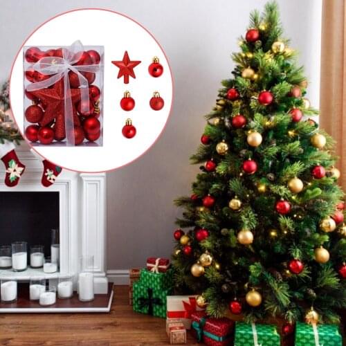 Christmas Ball Ornament Xmas Tree Decorations Hanging Balls Decorative Baubles Pendants With Star Treetop Decor Noel