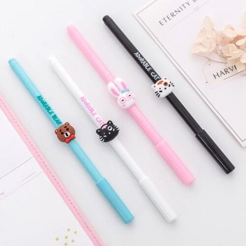 36 pcs/lot Adorable cat gel pen Kawaii rabbit bear 0.5mm black netural pen Cute stationery escolar office school supplies gift