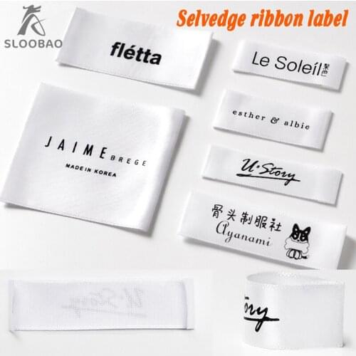 Free shipping Selvedge ribbon customized silk care label cut separately/washing label/tag printing/clothing washable labels 200