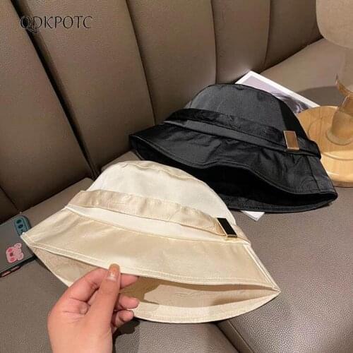 2021 Hat new Spring Summer Women Fashion Silk Bucket Hat Korea Japan French Temperament Elegant Shade Sun Protection Cap QDKPOTC