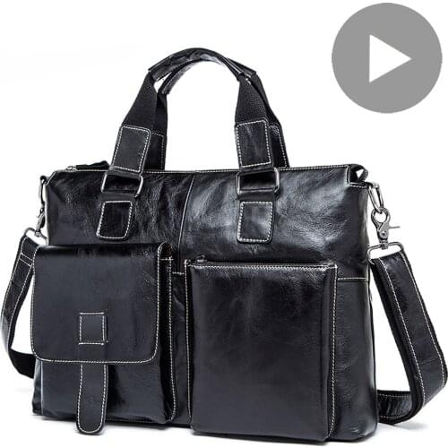 Hand Shoulder Men Bag Genuine Leather Handbag Briefcase For Tote Travel Business Messenger Laptop 14 Document A4 Male Big Bolsas
