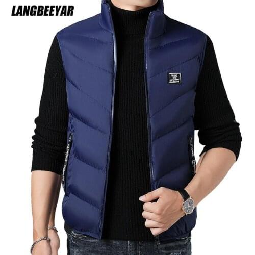 Warm Padded Thick New Brand Casual Fashion Sleeveless Vest Jacket Autumn Winter Classic Waistcoat Coat Korean Mens Clothes 2021