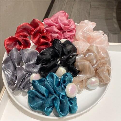 High Quality Luxury Hair Accessories For Women Hand Made Silk Scrunchies Elastic Rubber Hair Bands Girls Ponytail Holder Ties