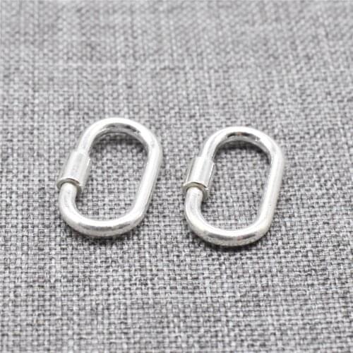 2 Pieces of 925 Sterling Silver Oval Screw Clasps Oval Jump Ring Connector for Necklace Bracelet