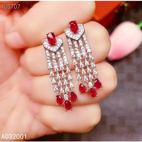 KJJEAXCMY fine jewelry natural ruby 925 sterling silver women earrings new Ear Studs support test elegant