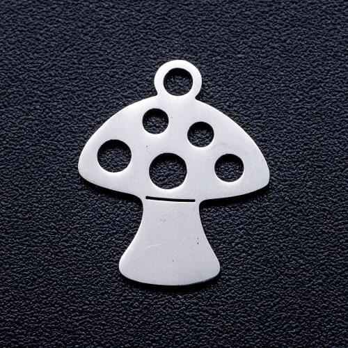 10pcs/lot Mushroom DIY Jewelry Charms Wholesale 100% Stainless Steel Pendant Accessories Charm for Bracelet Making