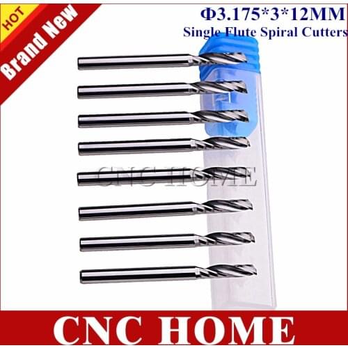 10pc 3.175mm SHK 3mm CED Single Flute Bit Carbide Engraving Cutters Wood Cutting Tools Blade for Carving Milling MDF acrylic PVC