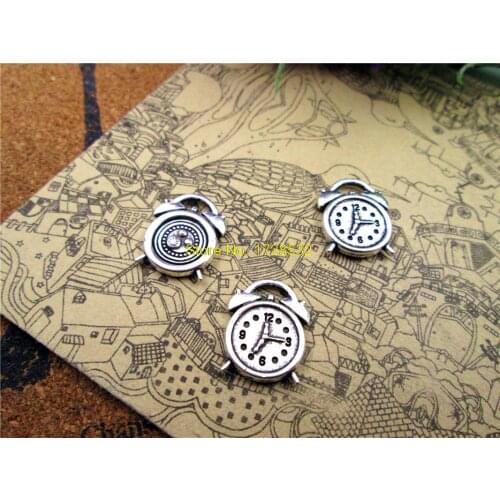 15pcs alarm clock Charms Antiqued Silver Tone alarm clock charm pendants 18x14mm