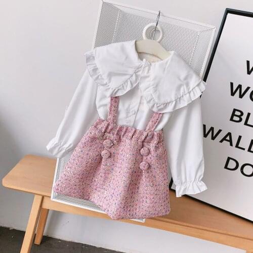 2019 baby girl fashion sweet clothing set white Shirts+dress spring autumn clothes girls kids suits children wear