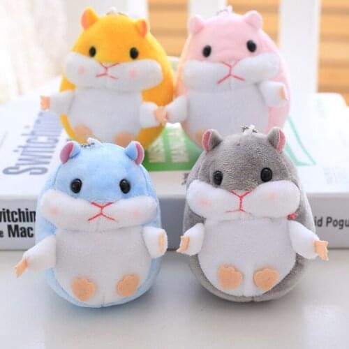 4 Pcs Soft PP Cotton Stuffed Hamster Plush Toys Cartoon Lovely Mouse Keychain Doll Kids Fashion Toys 4 Colors