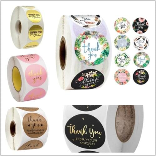 500 Pcs/ Roll Thank you Label Stickers Baking Box Sticker Scrapbooking 500pcs for Wedding Gift Card Business Stationery Sticker