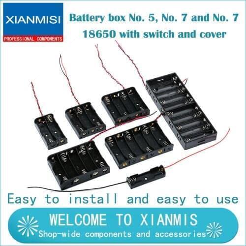 Battery box No. 5 No. 5 No. 7 No. 7 18650 with switch and cover battery holder 1/2/3/4/5/6/8 9V