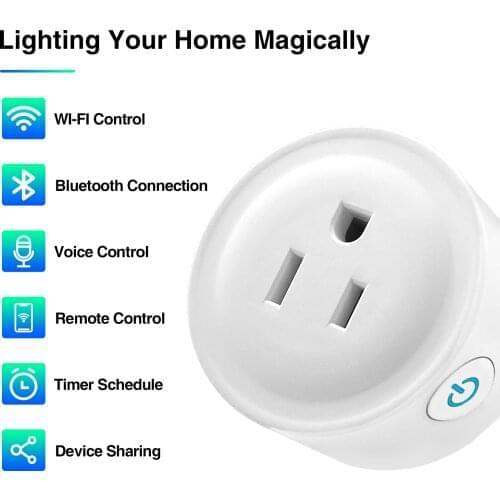Free ship 4PCS Tuya Smart Plug WiFi Socket US Timing Function Local Voice Plug or with Alexa Google Assistant