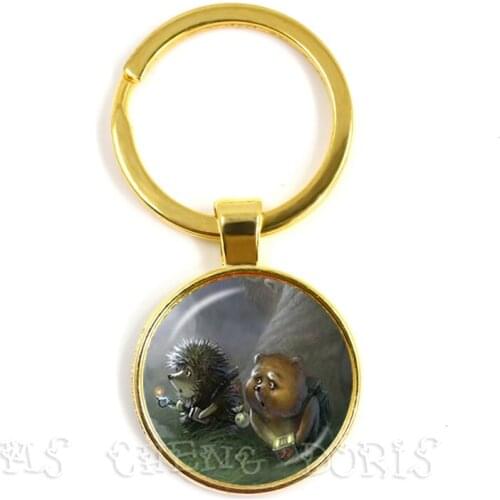 Hedgehog In The Fog Keychain Men Women Pendant Statement Handmade Fashion Key Chain Ring Holder Jewelry For Gift