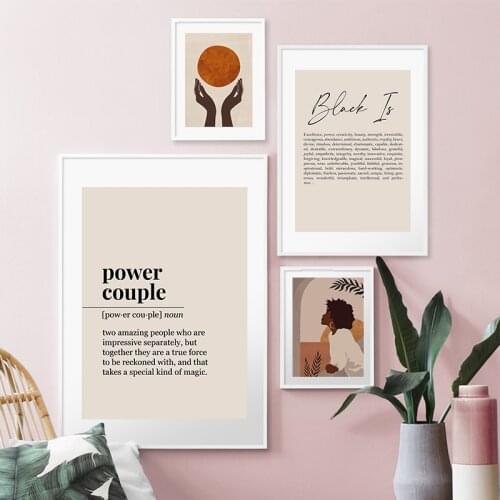 Black Woman Man Illustration Abstract Prints African American Couple Love Poster Boho Hands Canvas Painting Bedroom Home Decor