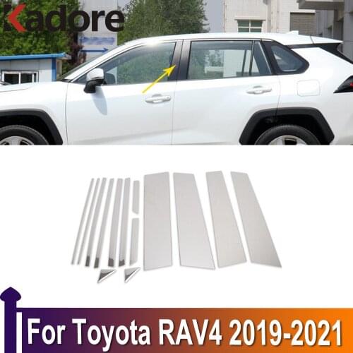 For Toyota RAV4 RAV 4 2019 2020 2021 Stainless Steel Door Window Frame Center Pillars B+C Cover Trim Exterior Car Accessories
