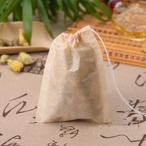 Eco-friendly Paper Tea Bag 100pcs Biodegradable Paper Drawstring Teabags Filter Empty Tea Bags for Loose Leaf Tea Powder Herbs
