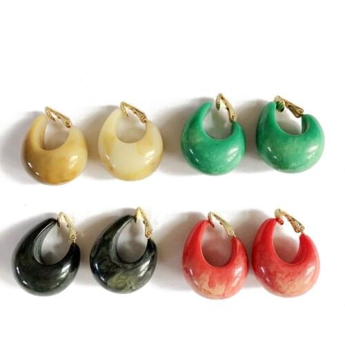 Sweet Color Elegant Resin Clip Earring, Party Jewelry For Women
