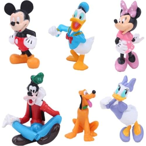Disney Toys Mickey Mouse Clubhouse Action Figure Toys Cute Mini Mickey & Minnie& Pluto & Donald Duck PVC Collection Dolls