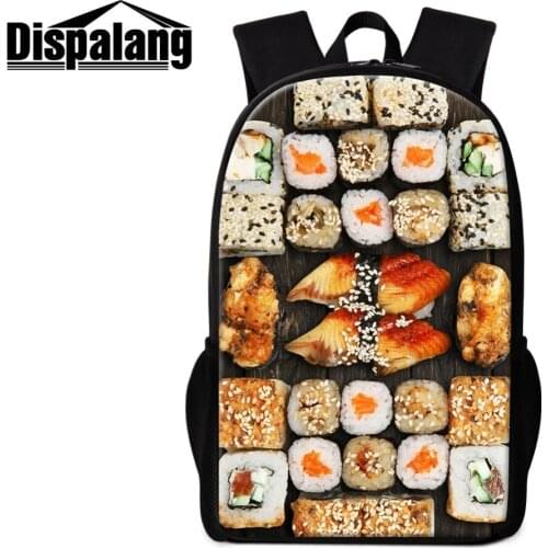 Sushi 3D Printed Personalized School Bag for Teenager Girls Japan Style Backpack Bulk Bookbag Pattern Children Travel Back Pack