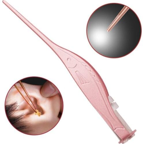 LED Flashlight Ear Wax Cleaner Picker Visual Earpick Stainless Steel Ear Nose Navel Clean Tweezers Tool Earwax Removal Care