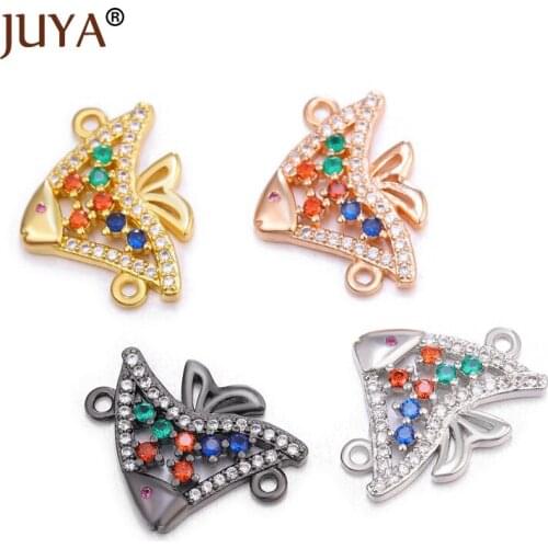 JUYA New Luxurious Colored Zircon Crystal Animal Charm Connectors For Jewelry Making Components Diy Accessories