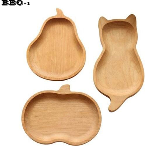 Creative Christmas Dinner Plates For Kids Wooden Children Tableware Wood Dish Plate Wooden Earing Utensils With Spoon And Fork