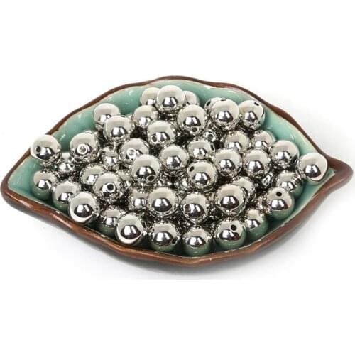 50pcs/lot 10mm Round CCB Beads Gold Rhodium Black Plated Loose Beads For Jewelry Making Findings Necklace Bracelet Earrings