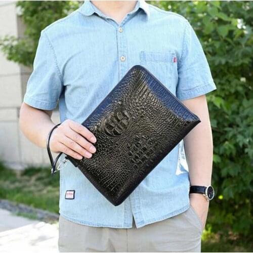 Hot Sale Men Business High Quality Soft Leather Clutch Bag Zipper Long Wallet Fashion Envelope Bags Multifunction Card Purse