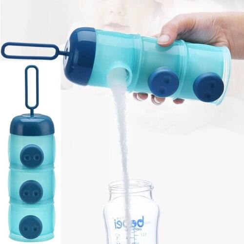 Cute milk powder storage box, baby portable three-layer milk powder box, portable milk powder compartment with bracelet