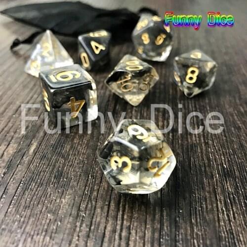 Polyhedral Nebula 7pcs/Set for DnD Game and BAG rpg game dice set Purple Black