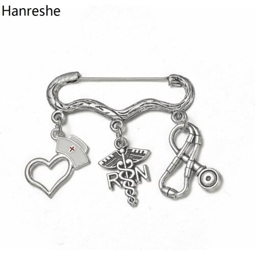 Fashion Silver Color Medical Pins Brooch Heart Stethoscope Cross Shape Pendant Charm Metal Pin Badge Jewelry Doctor Nurse Gift
