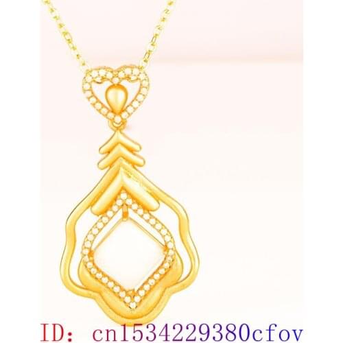 Natural Hetian Jade Pendant Necklace Fashion Amulet for 925 Silver Heart Chalcedony Gifts Jewelry Women