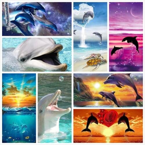 NEW Diamond Painting Dolphin Full Square/Round Diamond Embroidery Animal Pictures Of Rhinestones Diamond Mosaic Home Decoration
