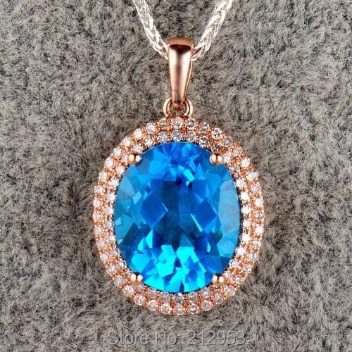 New Vintage Oval 10x12mm 14Kt Rose Gold Natural Dark Topaz Pendant 2T18