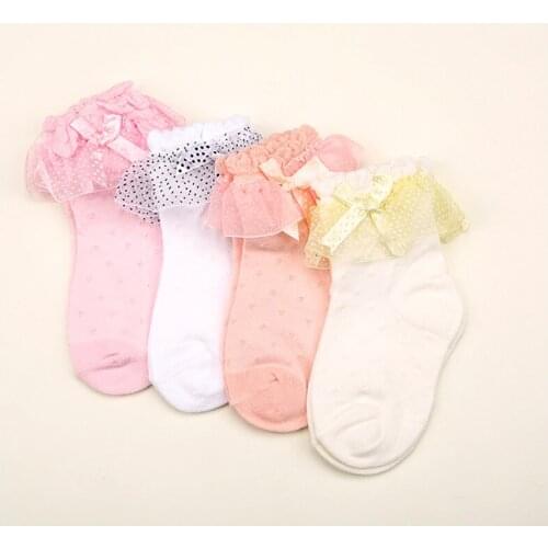 1-10Y Children Socks Baby Princess Socks Summer Paragraph Thin Cotton Socks Mesh Socks Lace Socks Childrens Bow-knot Socks W057
