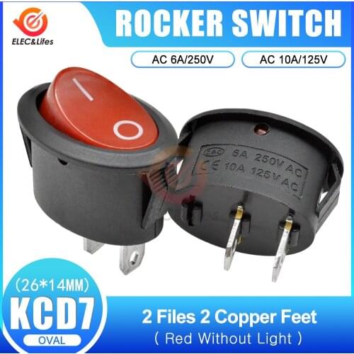 5Pcs 26x14mm KCD7 Oval Push Button Rocker Switch 6A 250V 10A 125V AC On-Off Toggle Switch Car Boat Power Switch 2/3 Pin Copper