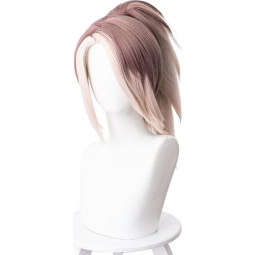 Anime 45cm Cosplay Wig Women True Damage Akali Ponytail Wigs Cosplay Costume Heat Resistant Synthetic Hair Accessories