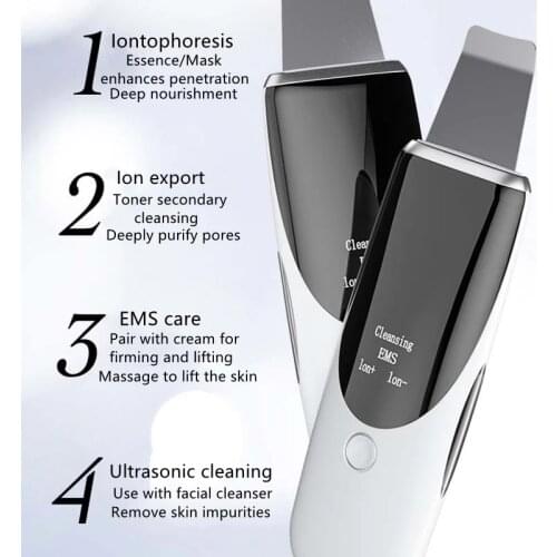 Facial Peeling Spatula Pore Cleaner Wrinkle Cleaning Machine Ultrasonic Skin Scrubber EMS Ion Cuticle Dark Spot Skin Care Tool