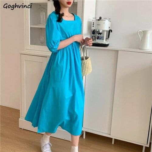 Dress Women Japan Style Square Collar Lovely Girls Vacation Trendy High Waist Chic Solid College Vestido Harajuku Daily Ulzzang