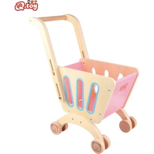 Pretend role play toy wooden shopping cart supermarket trolley Simulation Supermarket Cart House Home Kitchen Toy Set Christmas