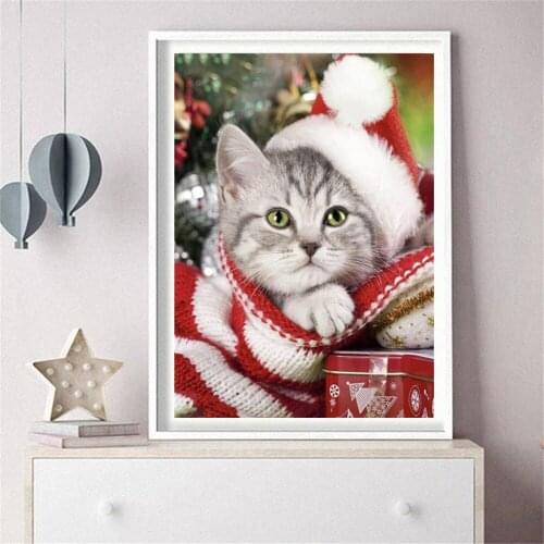 Christmas 5D DIY Diamond Painting Cat Full Drill Square Diamond Embroidery Dog Winter Decor Home Picture Of Rhinestone