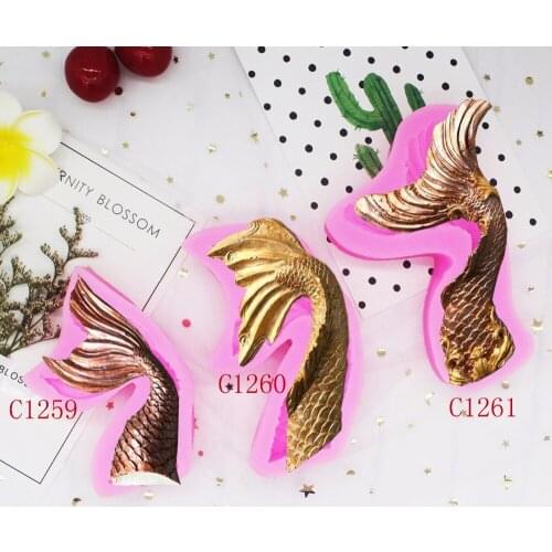 Fishtail Silicone fondant cake decoration mold Aromatherapy plaster decoration mold Chocolate mould