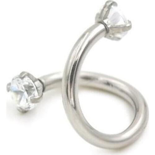 1Pcs Internally Threaded Helix Round Zircon Surgical Steel Spiral Barbell Twister Rings Lip Ring Ear Labret Rings Body Piercing