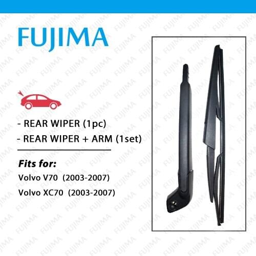FUJIMA Rear Wiper Blade and Arm for Volvo V70 / XC70 (2003-2007) Back Window Windscreen Rear Wiper Arm