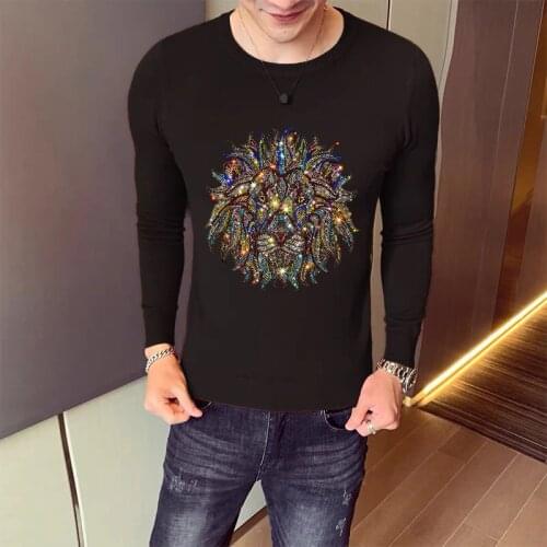 Mens Sweaters Oversized For Winter Street Youth Knitted Crops Autumn White Wool Pullover Hot Drilling Heavy Technology Fashion