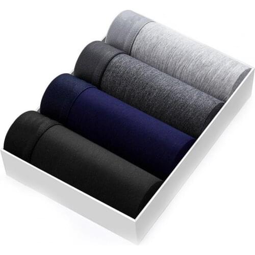 4 Pcs Men Stylish Underpants U Convex Boxer Briefs Solid Color Breathable Underwear calzoncillos hombre трусы мужские 2021