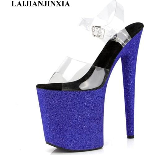 New Flash Powder Bling 20 CM Super High Heeled Shoes Sexy Fetish Clubbing Pole Dancing Shoes Womens Sandals Models Show Shoes